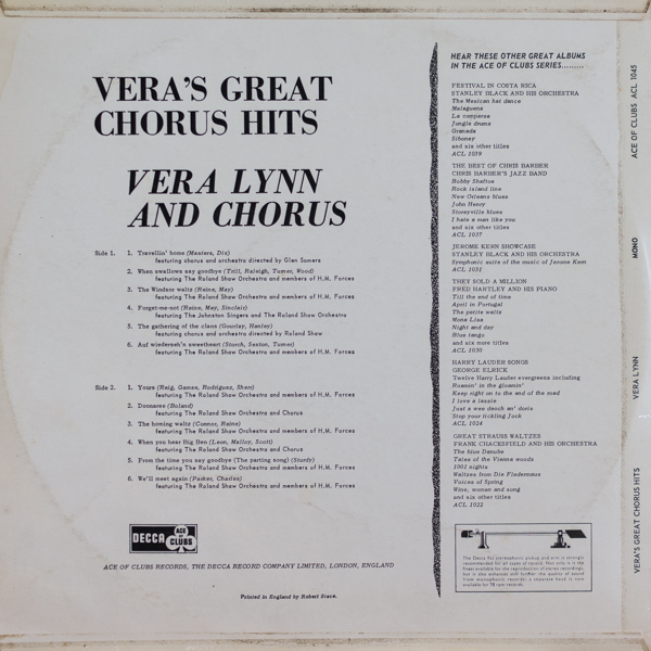 ヴェラ・リン(Vo) /VERA'S GREAT CHORUS HITS