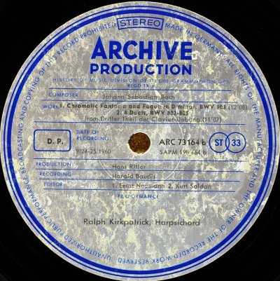 画像3: [ARC731164]ラルフ・カークパトリック/バッハ：トッカータBWV916他