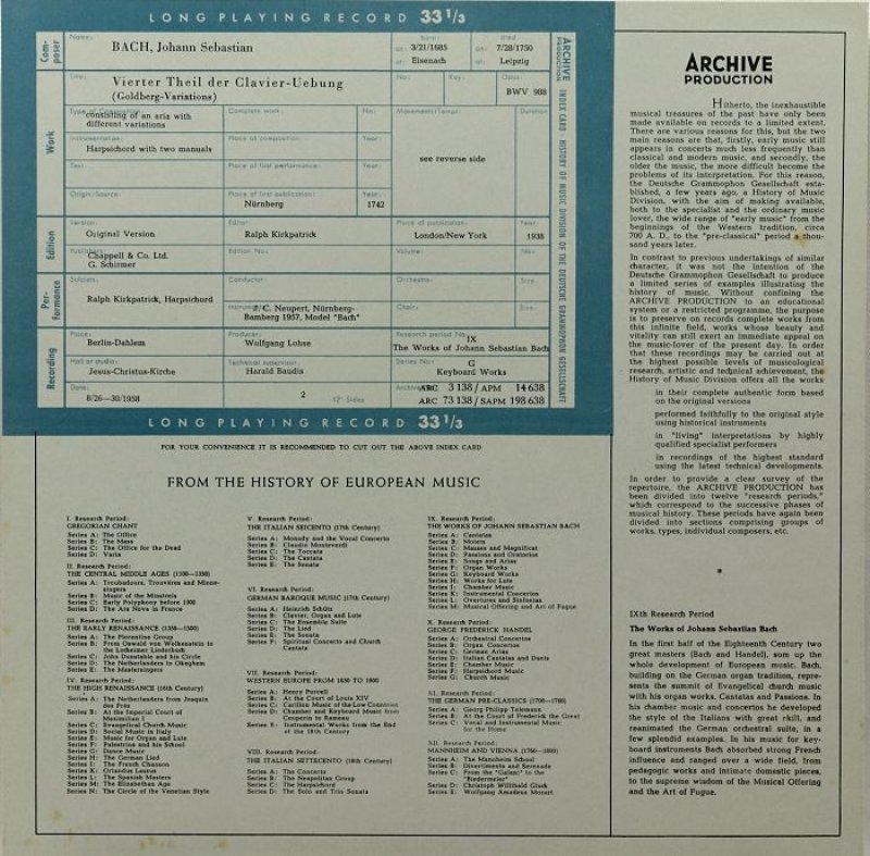 画像3: [ARC73138]ラルフ・カークパトリック/The Works of Johann Sebastian Bach (3)