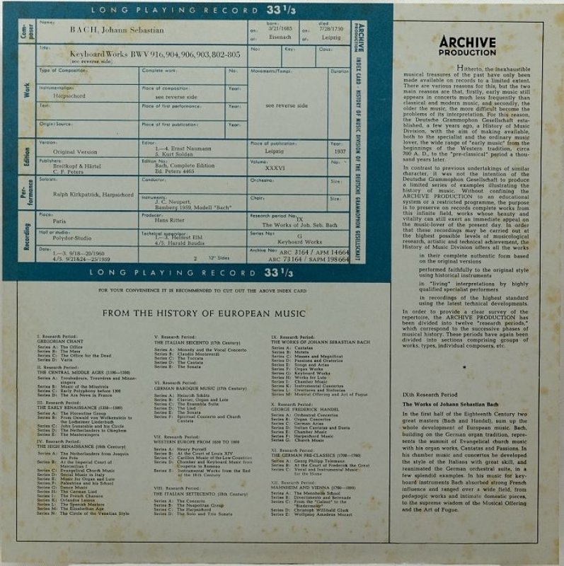 画像3: [ARC731164]ラルフ・カークパトリック/バッハ：トッカータBWV916他 (3)