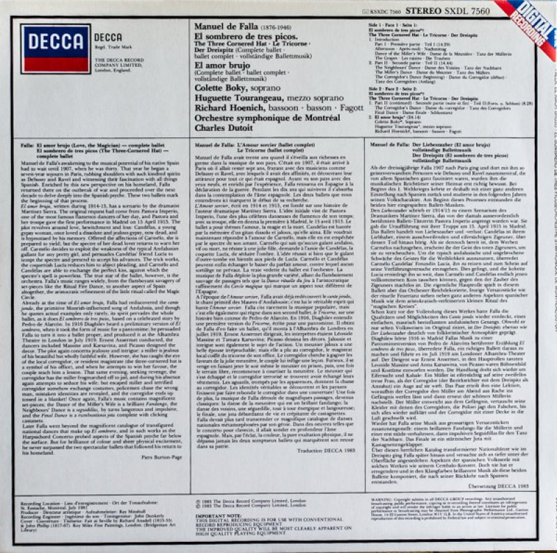 画像2: シャルル・デュトワ/ファリャ:三角帽子 (2)