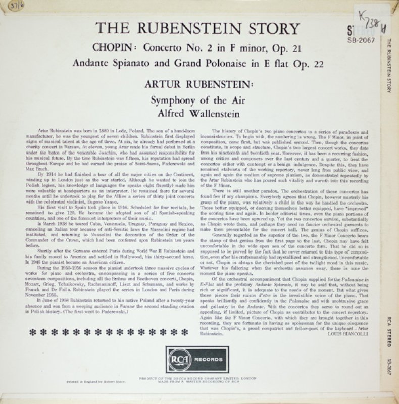 画像2: アルトゥール・ルービンシュタイン/ショパン：ピアノ協奏曲第2番ヘ短調Op.21 (2)