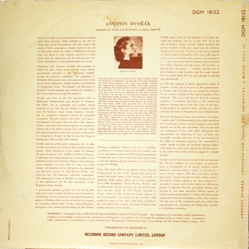 画像2: ヨハンナ・マルツィ/ドヴォルザーク:ヴァイオリン協奏曲イ短調作品53 (2)