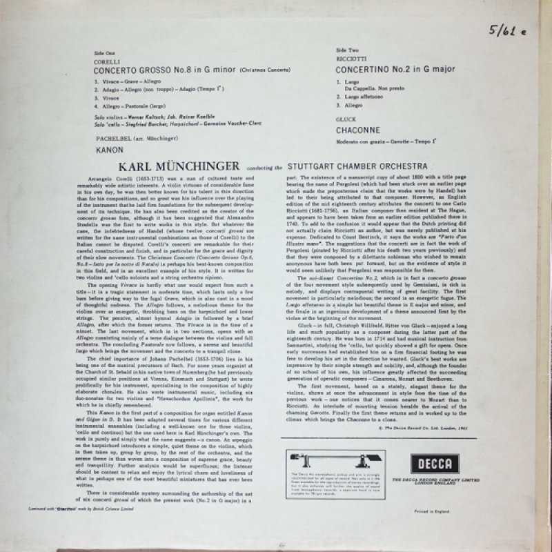 画像2: カール・ミュンヒンガー/コレッリ:合奏協奏曲Op.6-8「クリスマス」 (2)