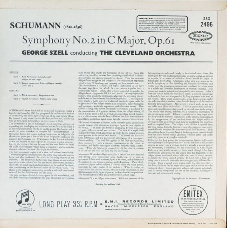 画像2: ジョージ・セル/シューマン：交響曲第2番ハ長調作品61 (2)