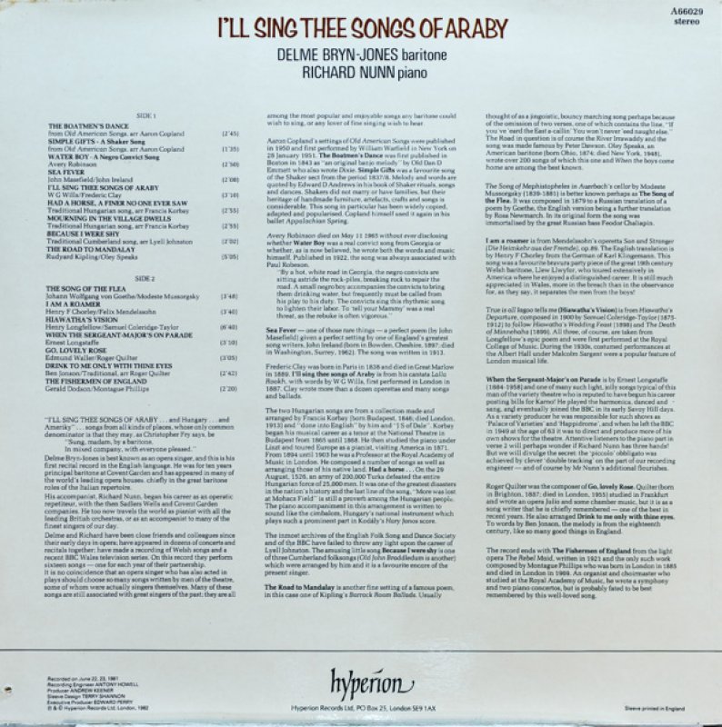 画像2: デルム・ブライン・ジョーンズ（br）/アラビアの3つの歌 (2)