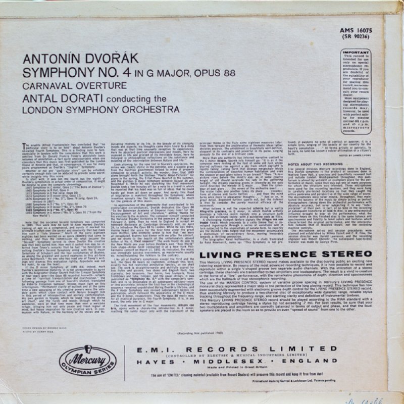 画像2: アンタル・ドラティ指揮/ドヴォルザーク:交響曲第4番ニ短調作品88 (2)