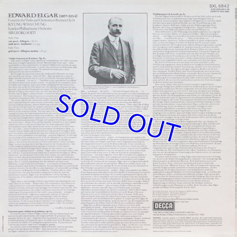 画像2: チョン・キョンファ（Vn）/エルガー：ヴァイオリン協奏曲ロ短調作品61 (2)