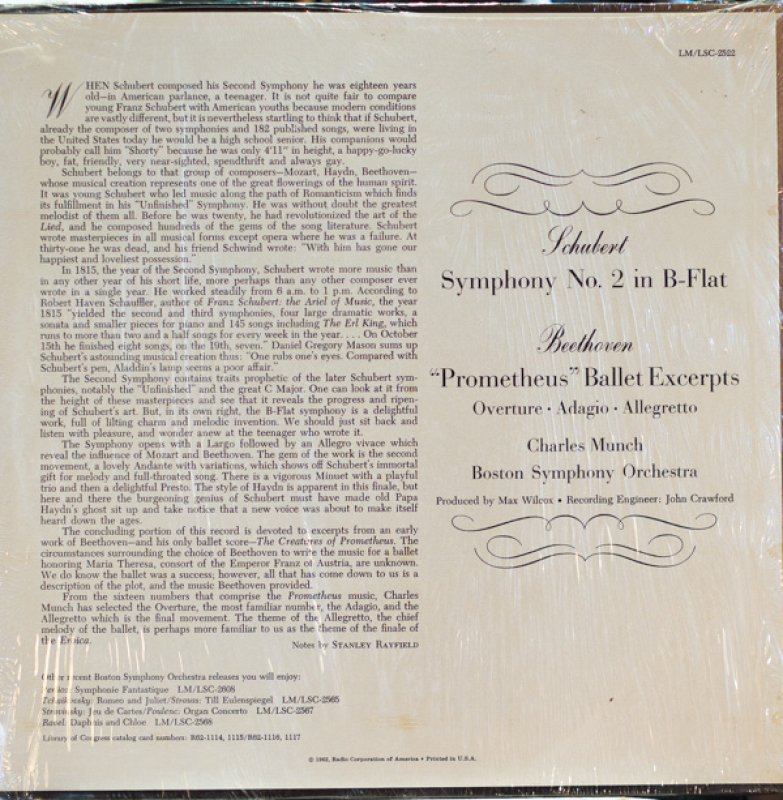 画像2: シャルル・ミンシュ指揮/シューベルト：交響曲第2番変ロ長調D125 (2)