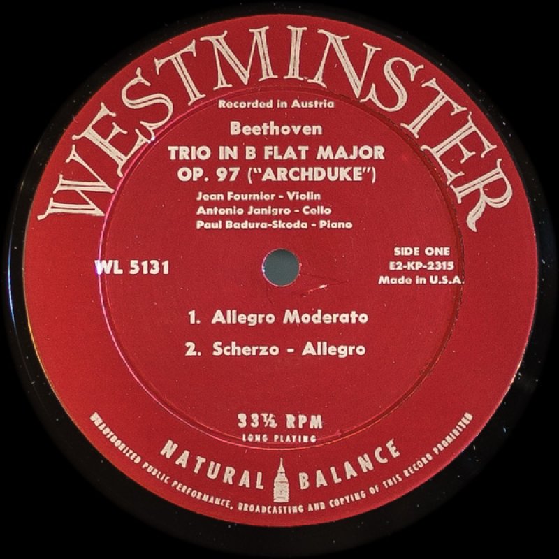 画像2: ジャン・フルニエ(Vn)/ベートーヴェン:ピアノ三重奏曲第7番変ロ長調作品97「大公」 (2)