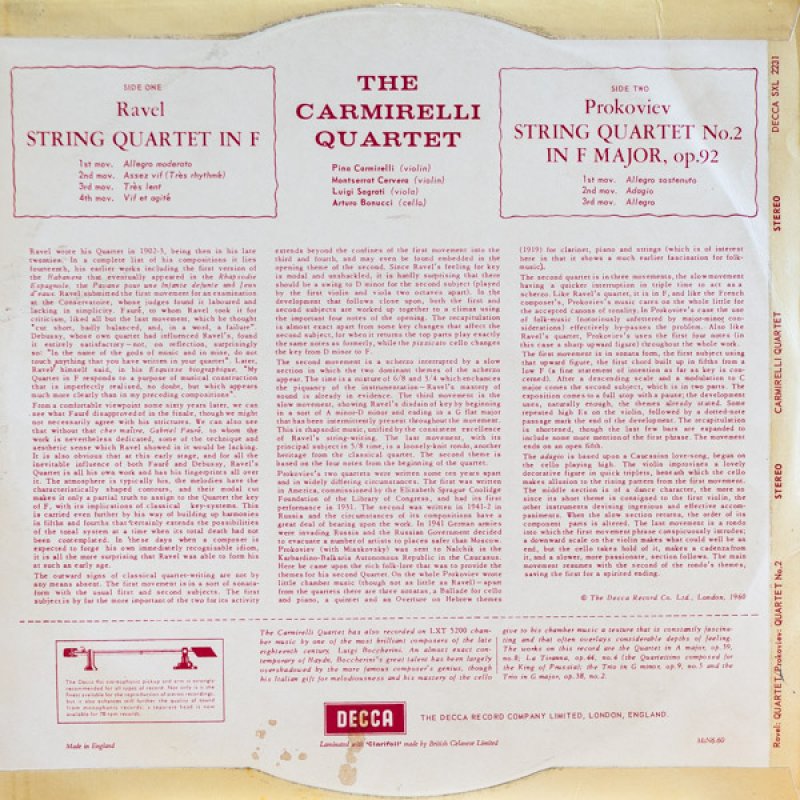 画像2: カルミレッリ弦楽四重奏団/ラヴェル:弦楽四重奏曲ヘ長調 (2)