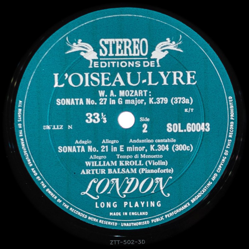 画像4: ウィリアム・クロール(Vn)/モーツァルト:ヴァイオリン・ソナタK481,K379,K304 (4)