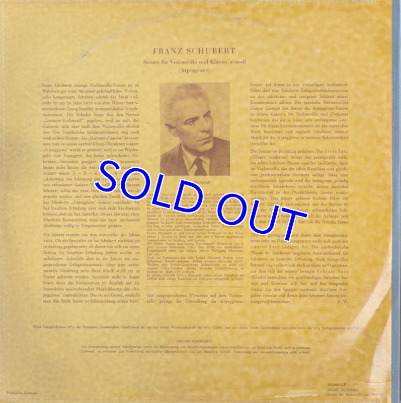 画像2: エンリコ・マイナルディ(Vc)/シューベルト:アルペジョーネ・ソナタ イ短調作品821  (2)