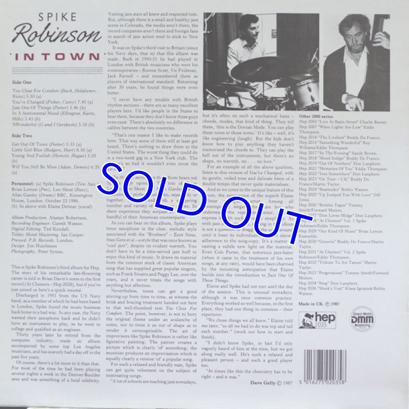 画像2: スパイク・ロビンソン(ts)/IN TOWN (2)