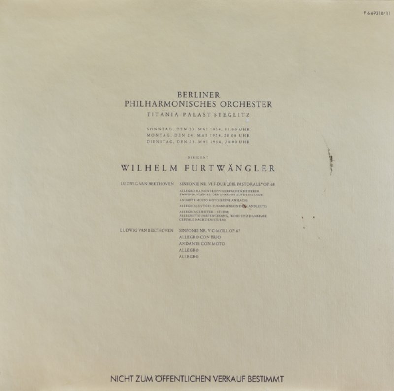 画像2: ヴィルヘルム・フルトヴェングラー指揮/ベートーヴェン:ベートーヴェン: 交響曲第5番「運命」 交響曲第6番「田園」2枚組 (2)