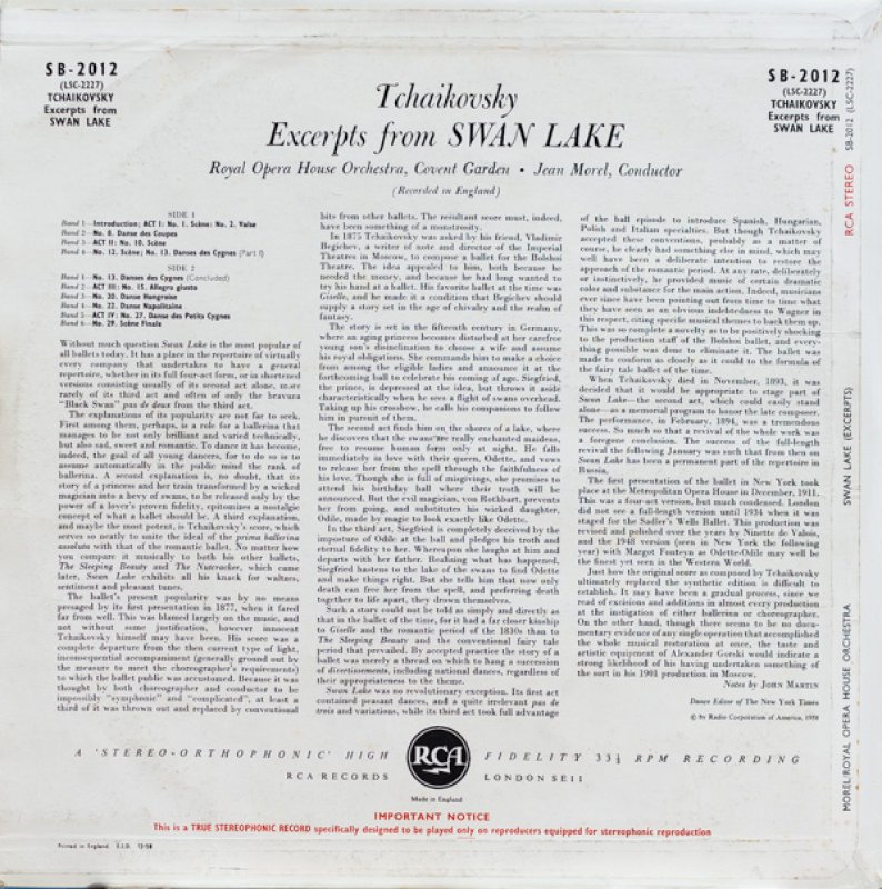 画像2: ジャン・モレル指揮/チャイコフスキー:白鳥の湖 (2)