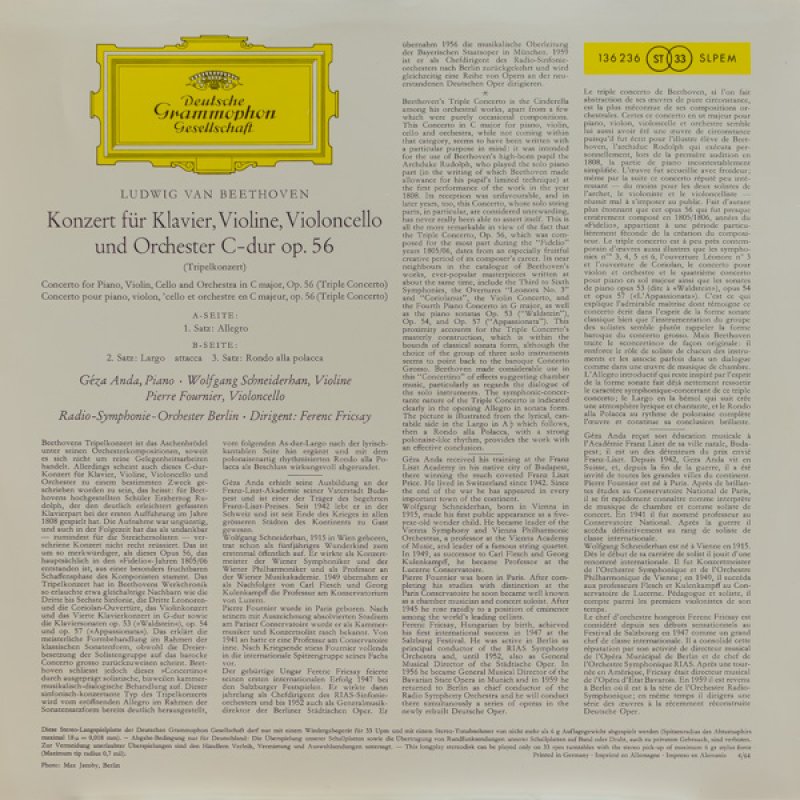 画像2: ゲザ・アンダ(pf)他/ベートーヴェン:三重協奏曲ハ長調作品56 (2)
