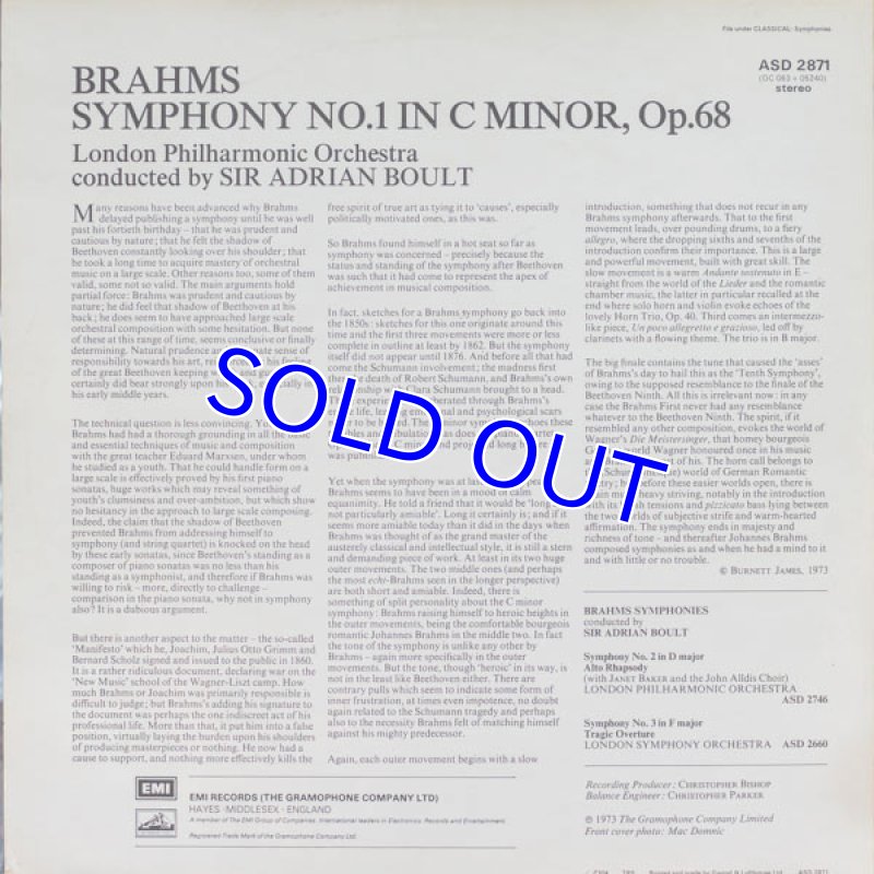 画像2: サー・エイドリアン・ボールト指揮/ブラームス：交響曲第1番ハ短調作品68 (2)