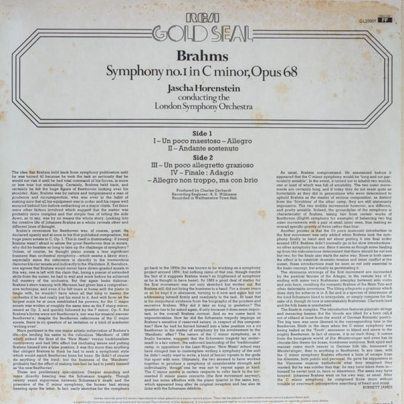 画像2: ヤッシャ・ホーレンシュタイン指揮/ブラームス：交響曲第1番ハ長調作品68 (2)