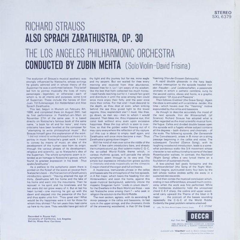 画像2: ズービン・メータ指揮/Ｒ．シュトラウス：ツァラトゥストラはかく語りき 作品30 (2)