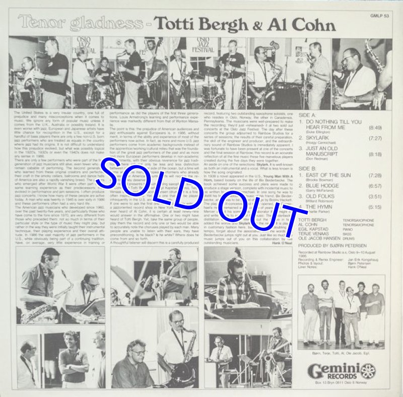 画像2: トゥティ・ベルグ＆アル・コーン/Tener　gladness (2)