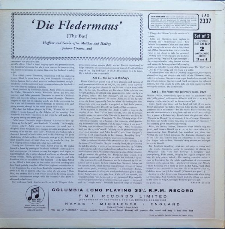 画像6: オットー・アッカーマン/シュトラウス:歌劇「こうもり」Vol.1,2 (6)