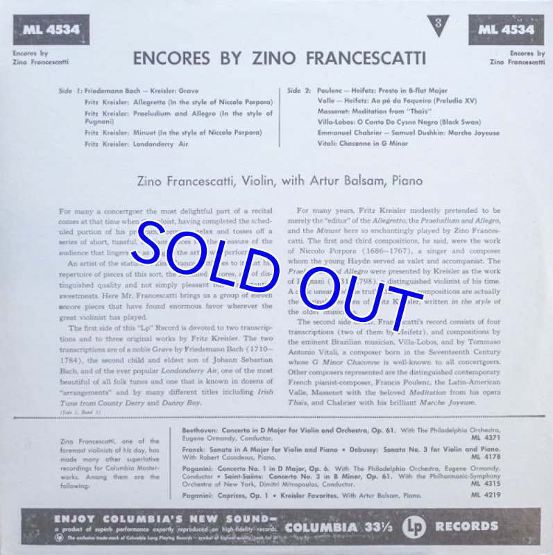 画像2: ジノ・フランチェスカッティ（Vn） /ENCORES (2)