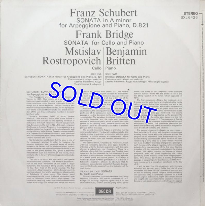 画像2: ムスチフラフ・ロストロポーヴィチ(Vc)/シューベルト:アルペジョーネ・ソナタ (2)