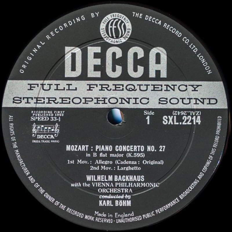 画像3: ヴィルヘルム・バックハウス(pf)/モーツァルト:ピアノ協奏曲第27番変ロ長調K.595 (3)