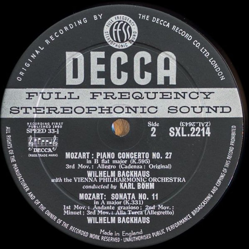画像4: ヴィルヘルム・バックハウス(pf)/モーツァルト:ピアノ協奏曲第27番変ロ長調K.595 (4)