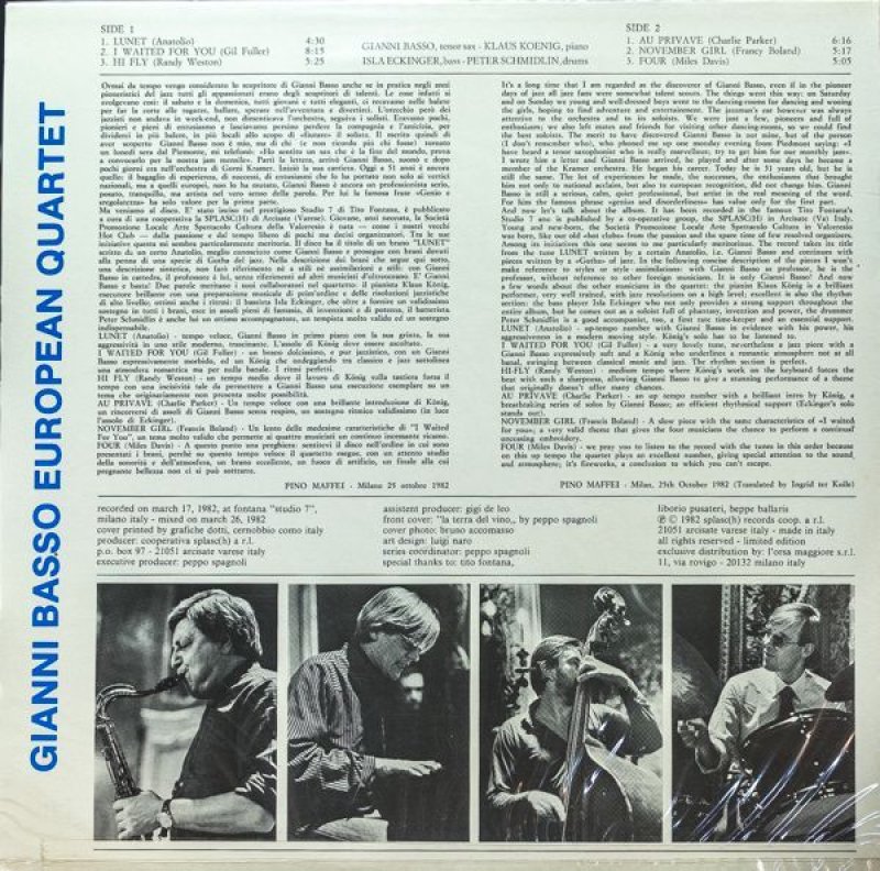 画像2: ジャンニ・バッソ・ヨーロピアン・カルテット/LUNET (2)