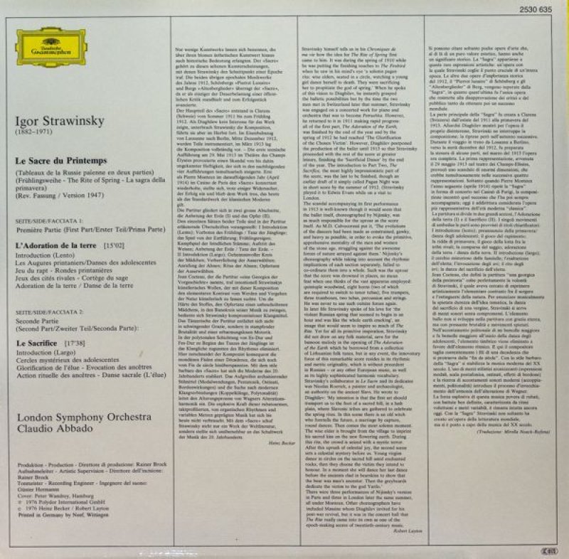 画像2: クラウディオ・アバド指揮/ストラヴィンスキー：春の祭典  (2)