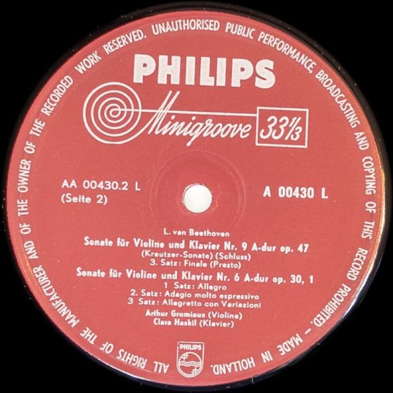 画像4: アルテュール・グリュミオー（Vn）  /ベートーヴェン：ヴァイオリン・ソナタ第9番、第6 (4)