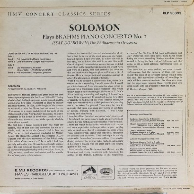 画像2: ソロモン・カットナー(pf)/ブラームス:ピアノ協奏曲第2番変ロ長調作品83 (2)