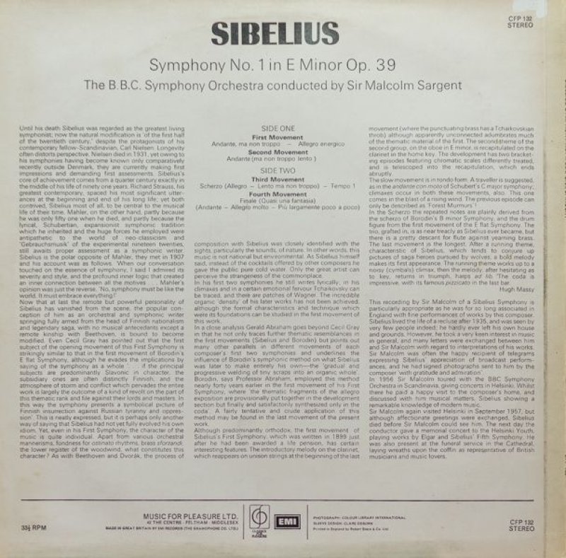 画像2: サー・マルコム・サージェント指揮/シベリウス：交響曲第1番ホ短調作品39 (2)