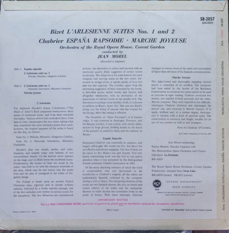 画像2: ジャン・モレル指揮/ビゼー：アルルの女　第1，2組曲 (2)