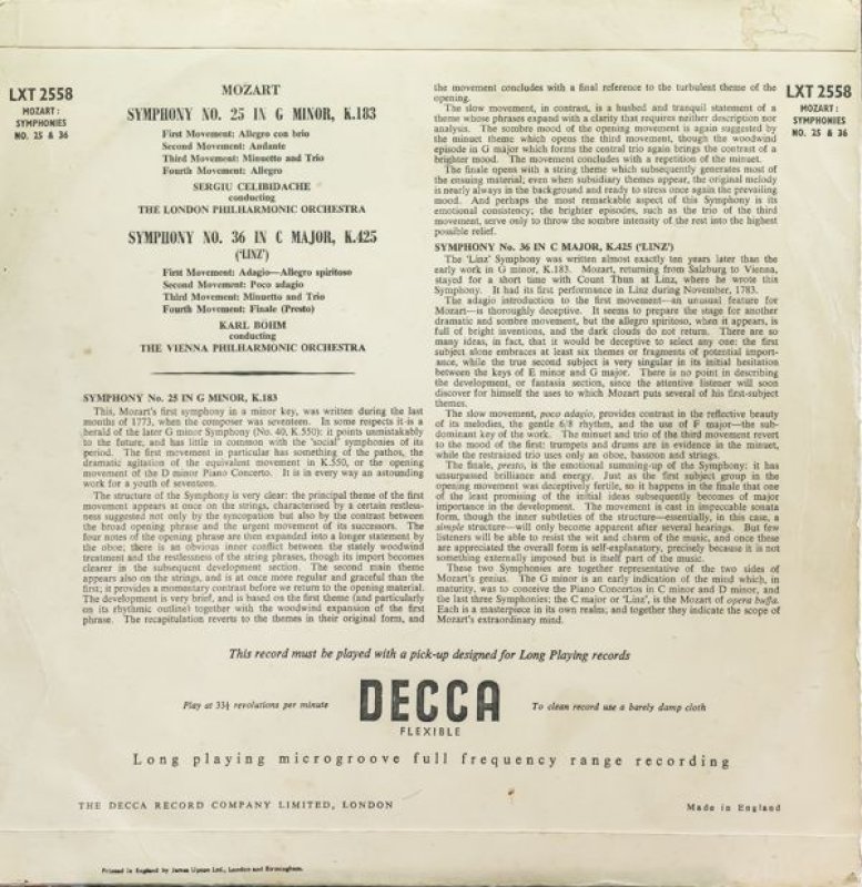 画像2: カール・ベーム指揮/モーツァルト：交響曲第25番、第36番 (2)