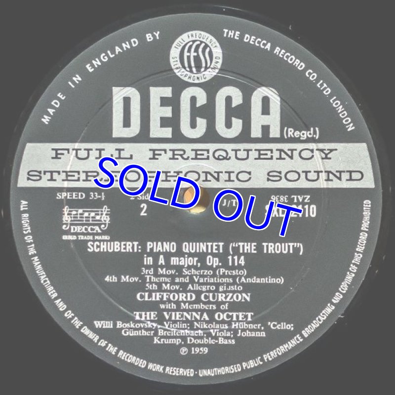 画像4: クリフォード・カーゾン(pf)/シューベルト:ピアノ五重奏曲イ長調「鱒」Op.114 (4)