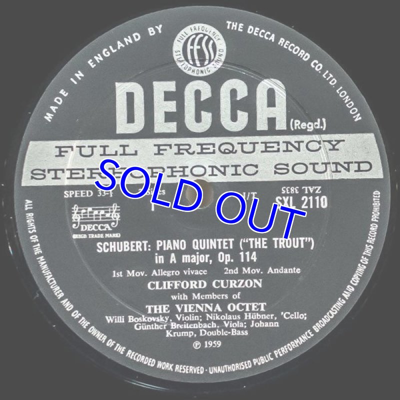 画像3: クリフォード・カーゾン(pf)/シューベルト:ピアノ五重奏曲イ長調「鱒」Op.114 (3)