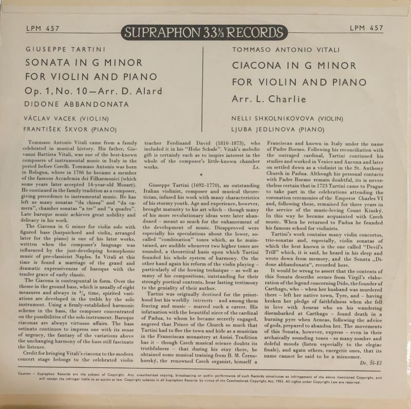 画像2: ヴァーツラフ・ヴァチェク(Vn)/ヴィターリ:シャコンヌ (2)