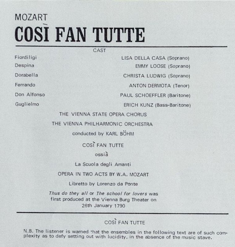 画像2: カール・ベーム指揮/COSI FAN TUTTE (2)