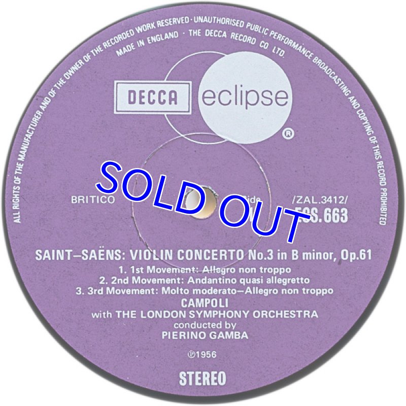 画像3: アルフレッド・カンポーリ(Vn)／サンサーンス：ヴァイオリン協奏曲第3番作品61 (3)
