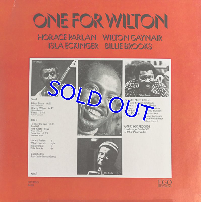 ホレス・パーラン（p）/ONE FOR WILTON｜🔴レコード/ジャズ-EU