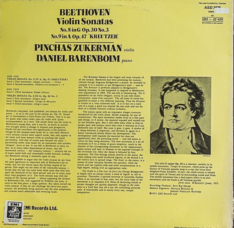 画像2: ピンカス・ズッカーマン(Vn）/ベートーヴェン：ヴァイオリン・ソナタ第8番、9番 (2)