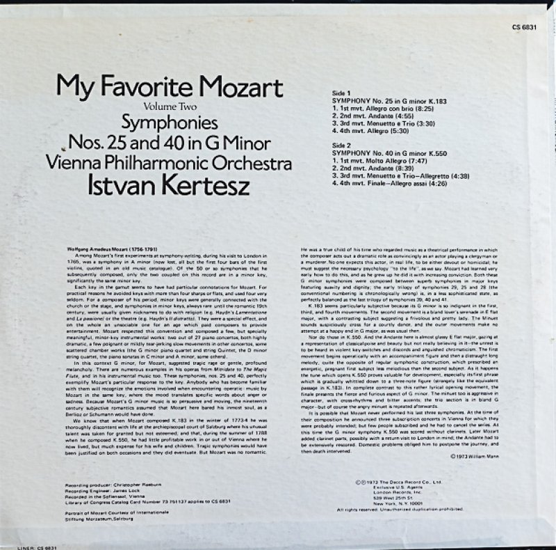 画像2: イシュトヴァン・ケルテス指揮/モーツァルト：交響曲第25番&40番 (2)