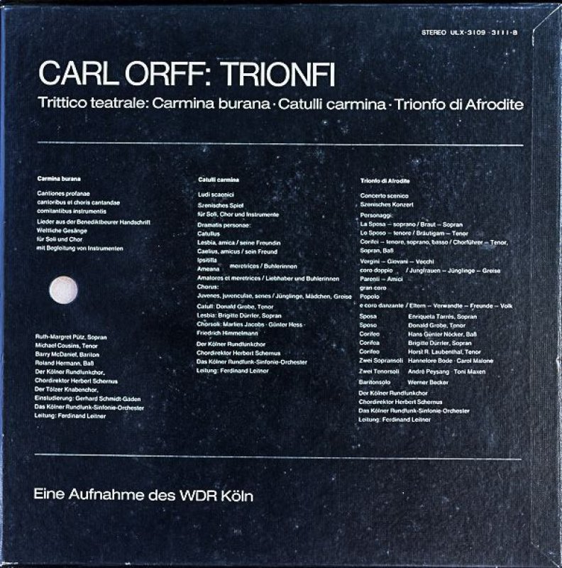 画像2: フェルディナント・ライトナー指揮/オルフ:トリオフィ(勝利) (2)