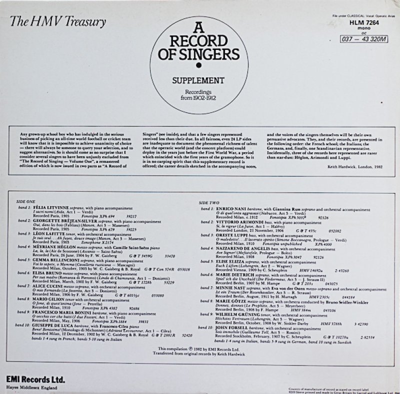 画像2: A RECORD OF SINGERS/Recording from 1902-1912/トゥリーナ:セビリアの歌 (2)