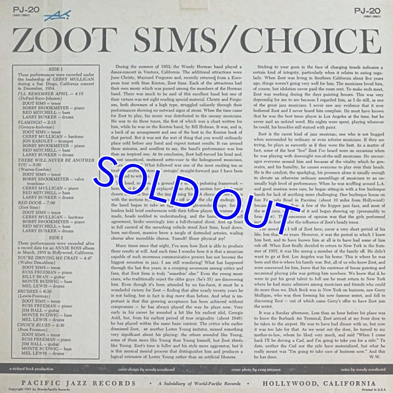 画像2: ズート・スムス(ts)/CHOICE (2)