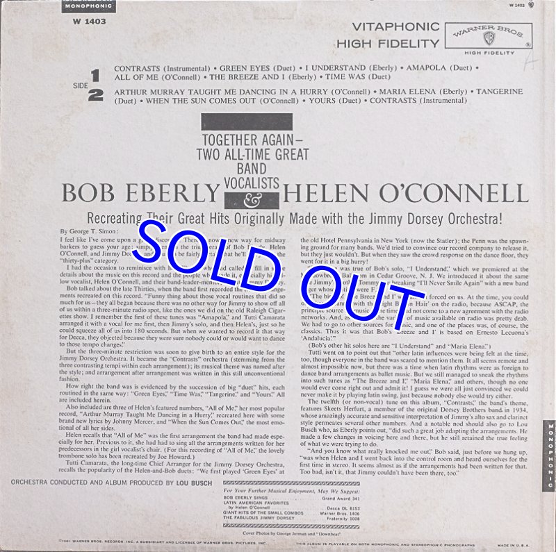 画像2: ヘレン・オコーネル/RECAPTURING THE EXCITEMENT OF THE JIMMY DORSY ERA (2)