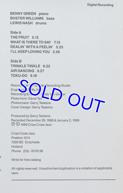 画像3: ベニー・グリーン・トリオ/IN THIS DIRECTION (3)